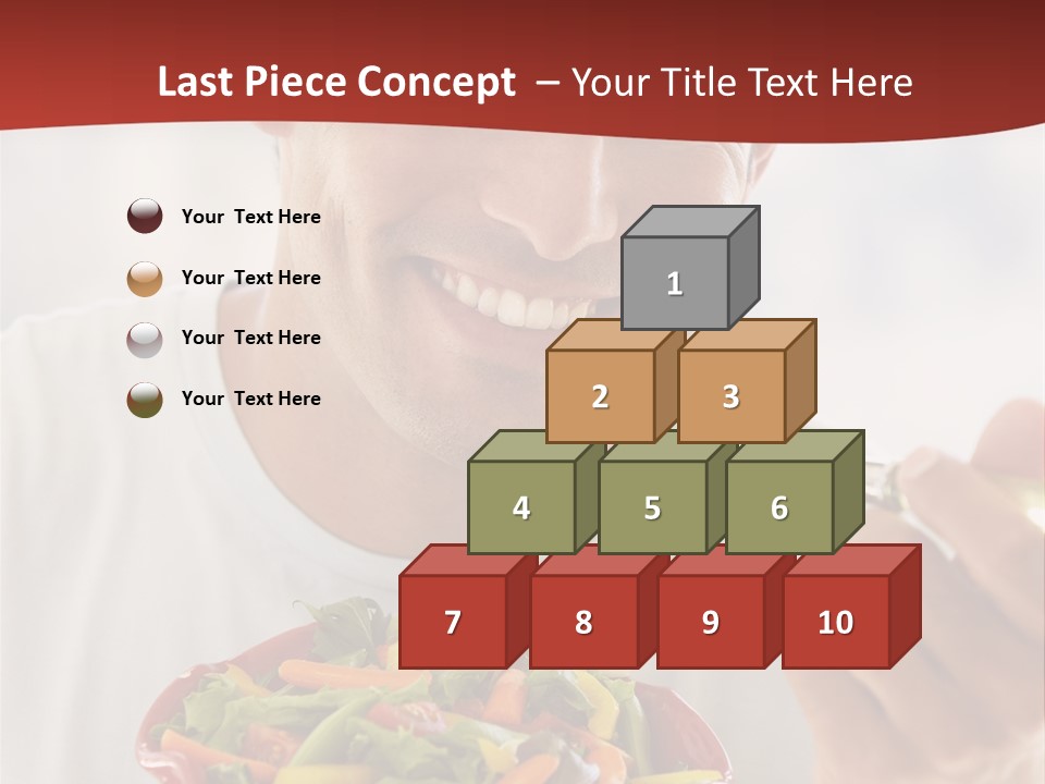 Mid Adult Man Eating Salad PowerPoint Template