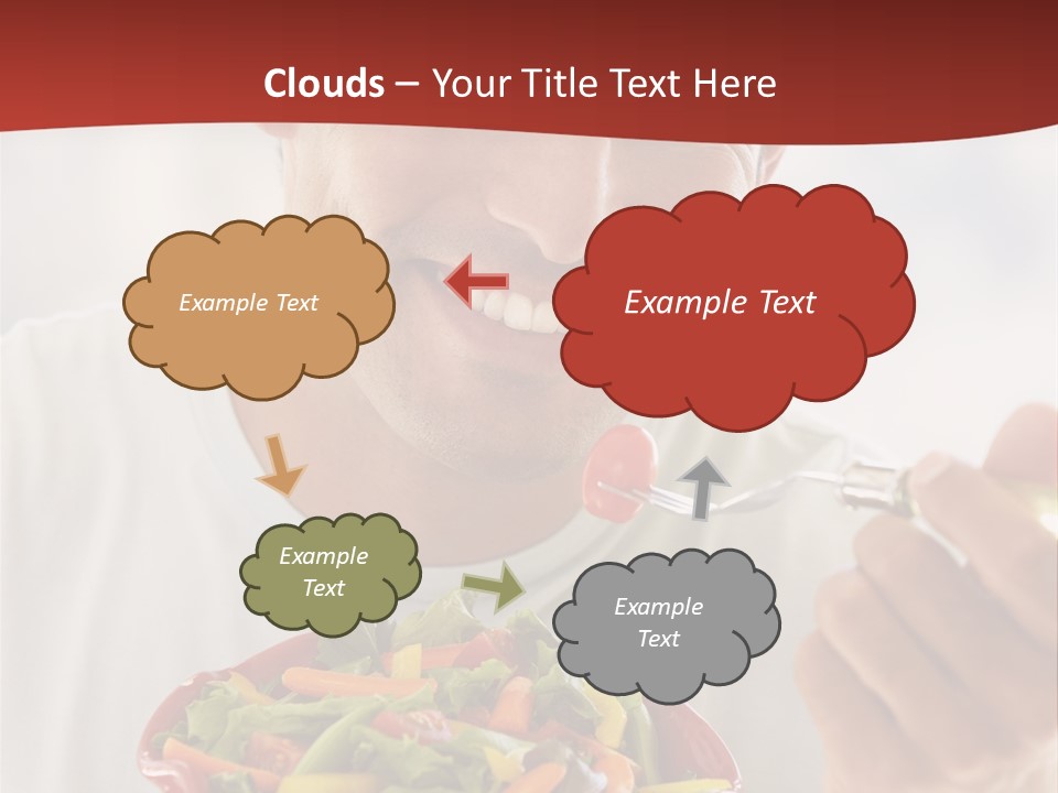 Mid Adult Man Eating Salad PowerPoint Template