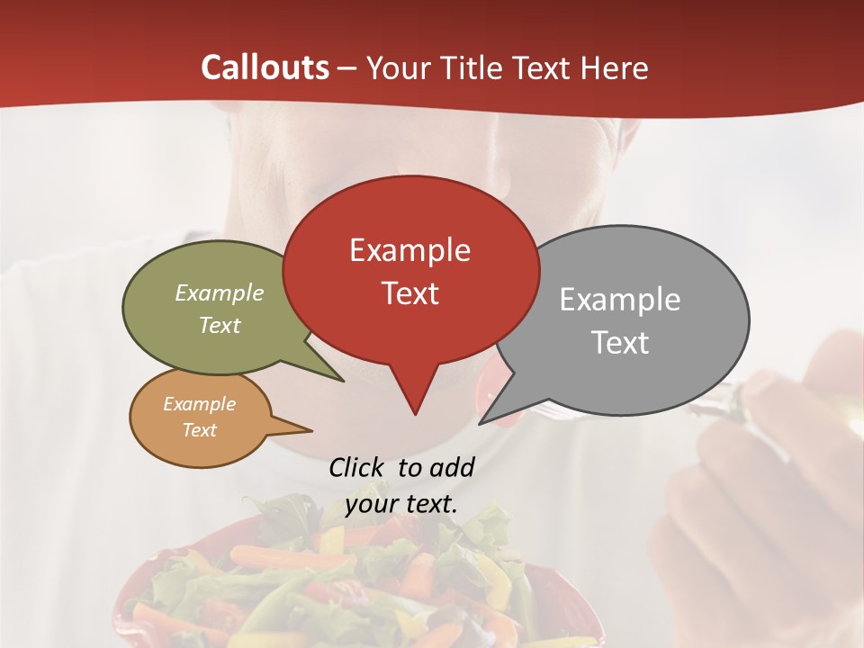 Mid Adult Man Eating Salad PowerPoint Template