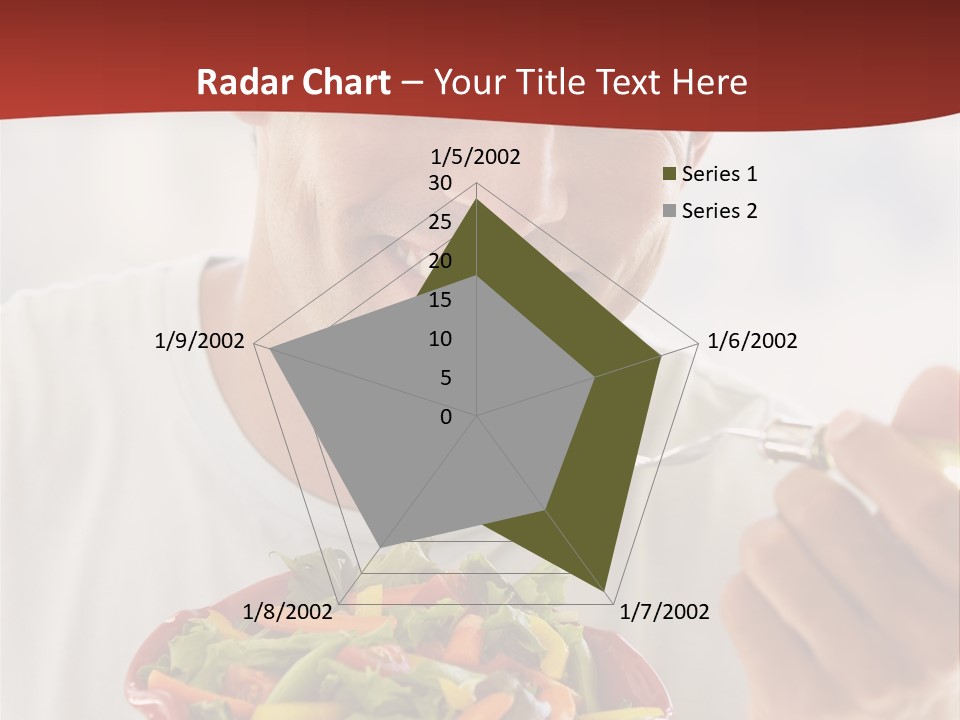 Mid Adult Man Eating Salad PowerPoint Template