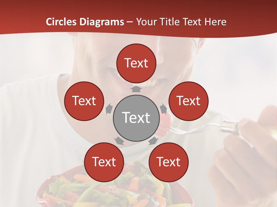 Mid Adult Man Eating Salad PowerPoint Template