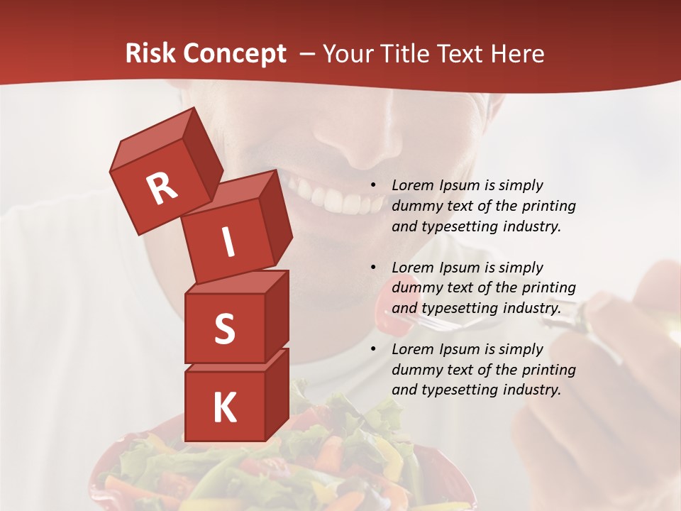 Mid Adult Man Eating Salad PowerPoint Template