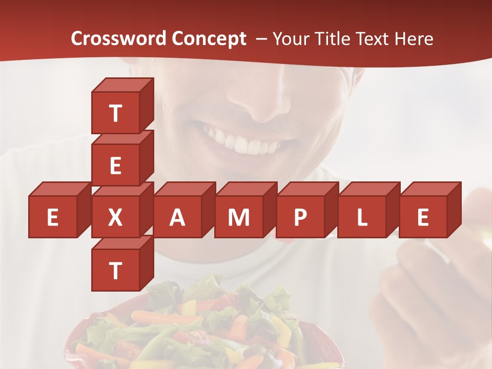 Mid Adult Man Eating Salad PowerPoint Template