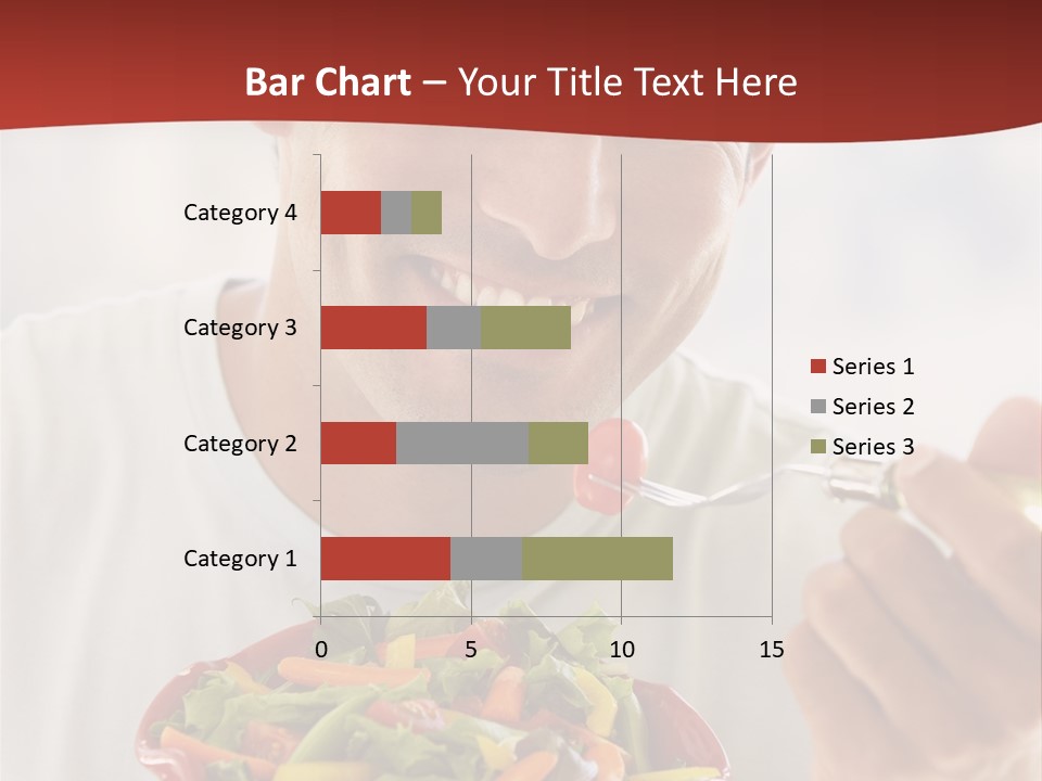 Mid Adult Man Eating Salad PowerPoint Template