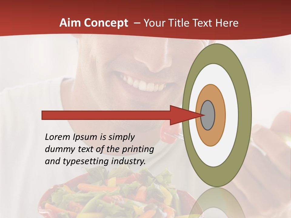 Mid Adult Man Eating Salad PowerPoint Template