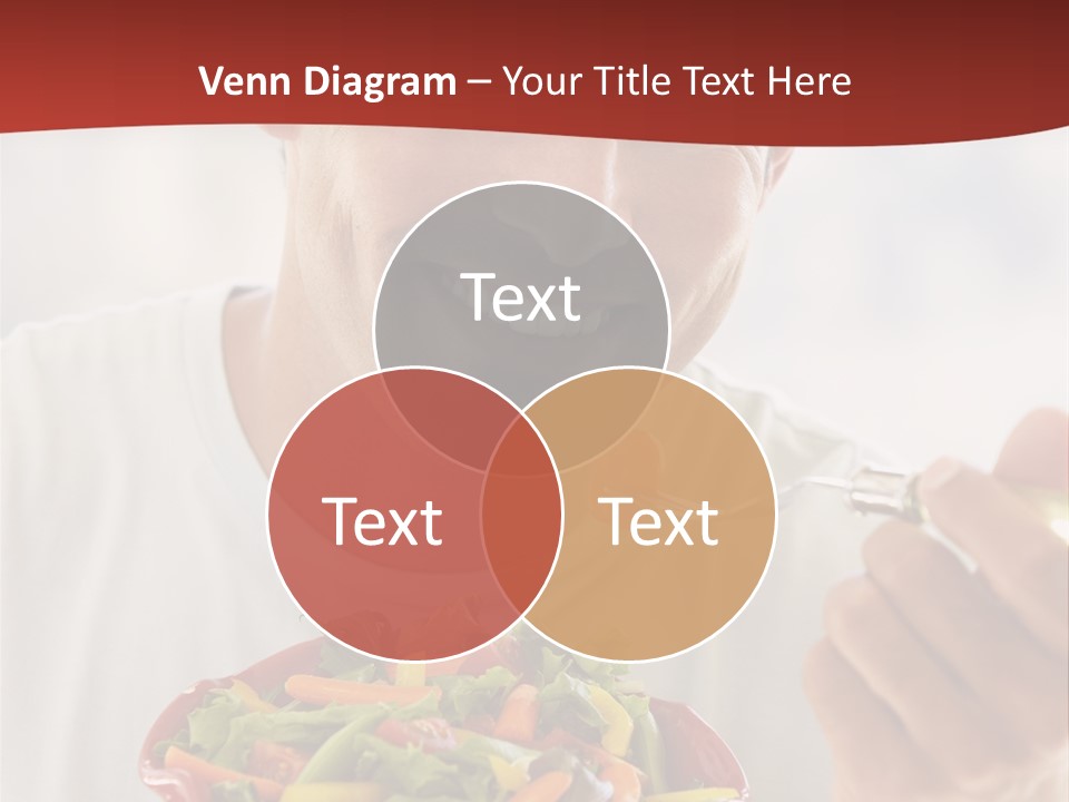 Mid Adult Man Eating Salad PowerPoint Template