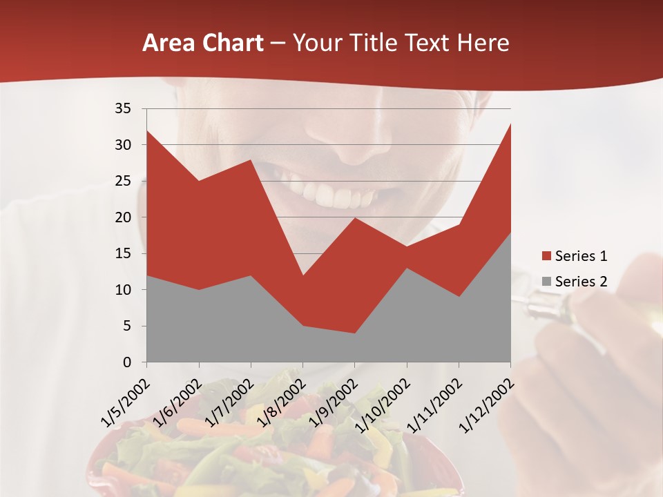 Mid Adult Man Eating Salad PowerPoint Template