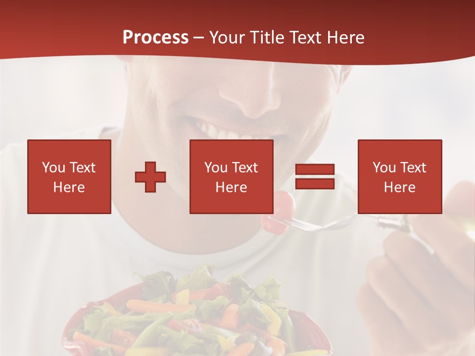 Mid Adult Man Eating Salad PowerPoint Template
