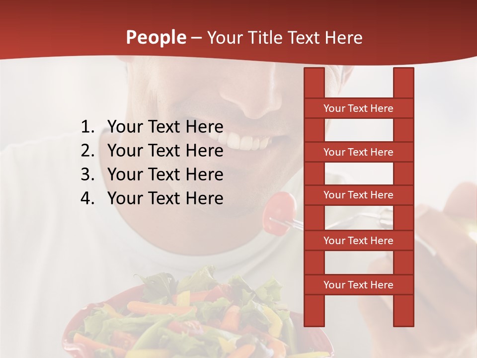 Mid Adult Man Eating Salad PowerPoint Template