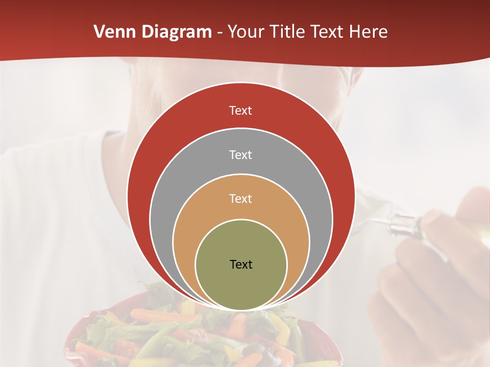 Mid Adult Man Eating Salad PowerPoint Template