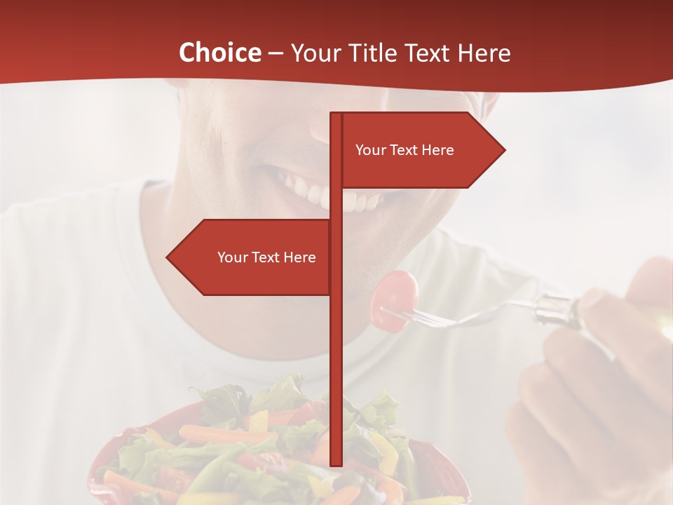Mid Adult Man Eating Salad PowerPoint Template