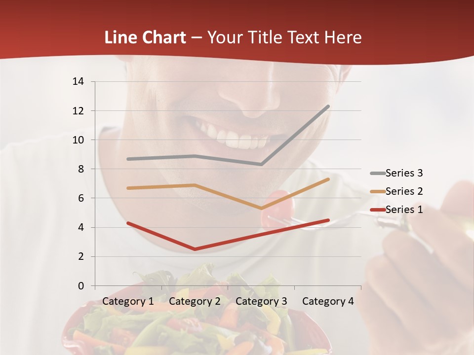 Mid Adult Man Eating Salad PowerPoint Template