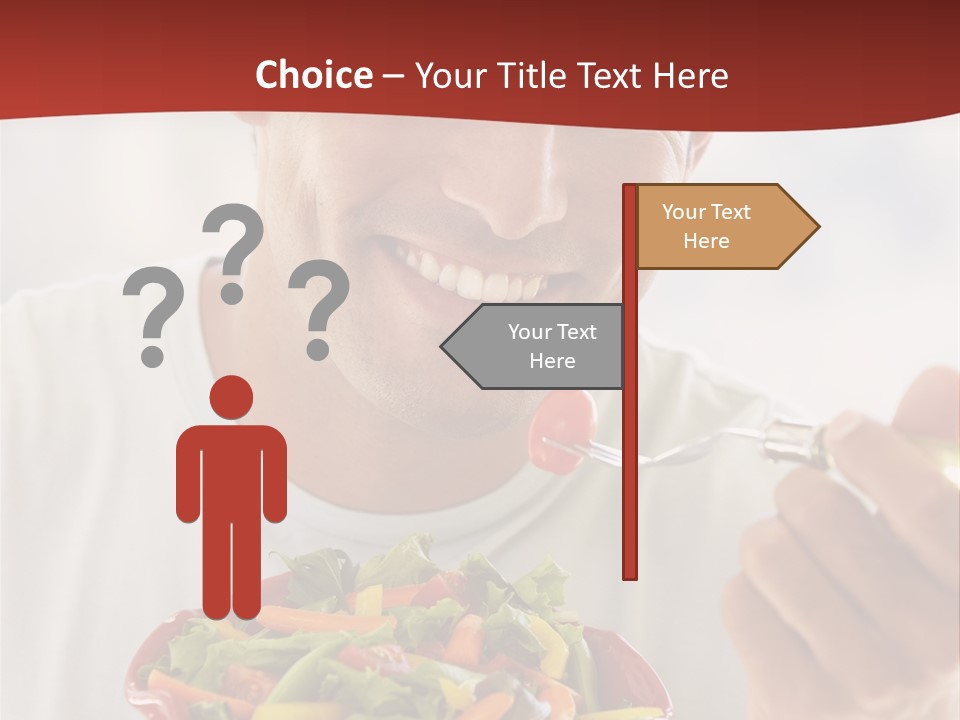Mid Adult Man Eating Salad PowerPoint Template