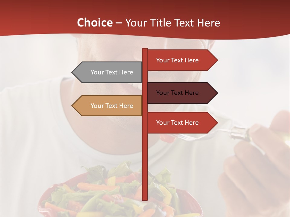 Mid Adult Man Eating Salad PowerPoint Template