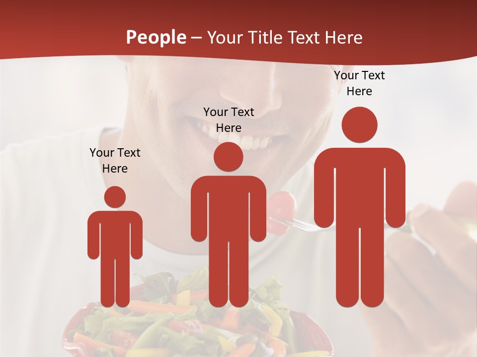 Mid Adult Man Eating Salad PowerPoint Template