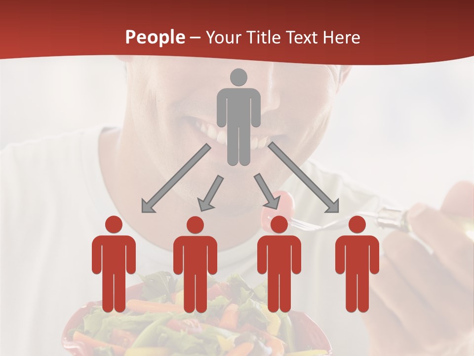 Mid Adult Man Eating Salad PowerPoint Template
