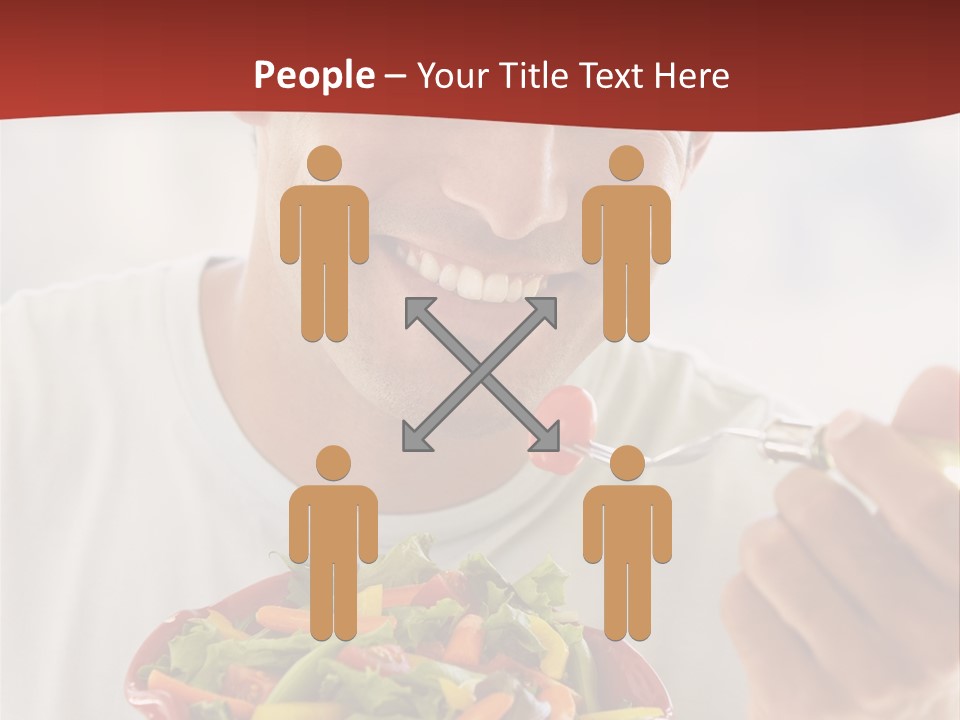 Mid Adult Man Eating Salad PowerPoint Template
