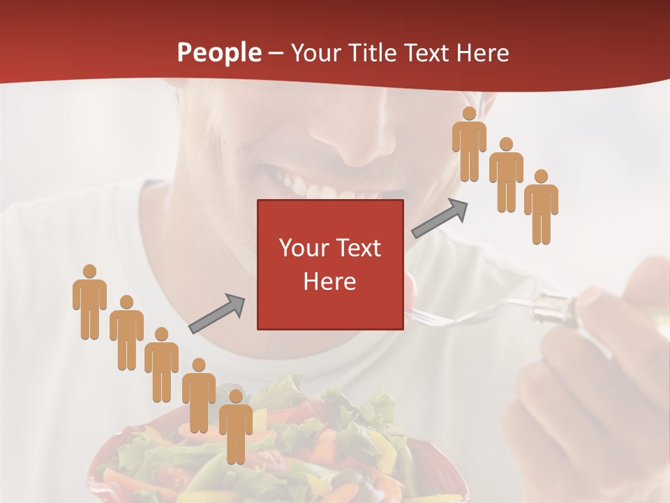 Mid Adult Man Eating Salad PowerPoint Template