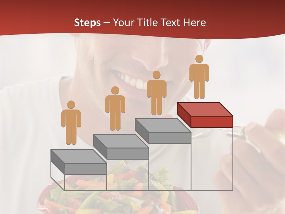 Mid Adult Man Eating Salad PowerPoint Template