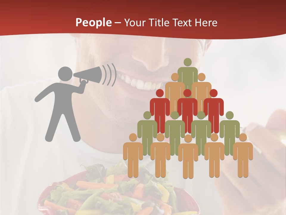 Mid Adult Man Eating Salad PowerPoint Template