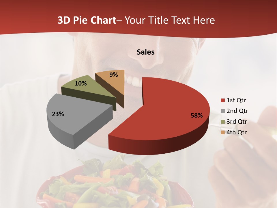 Mid Adult Man Eating Salad PowerPoint Template