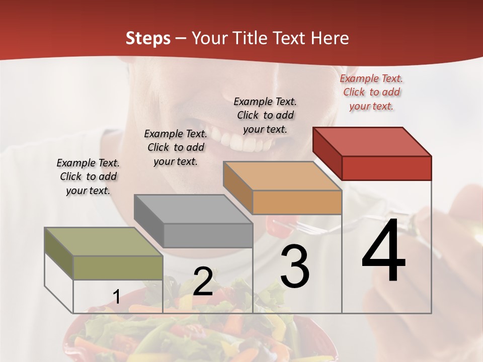 Mid Adult Man Eating Salad PowerPoint Template