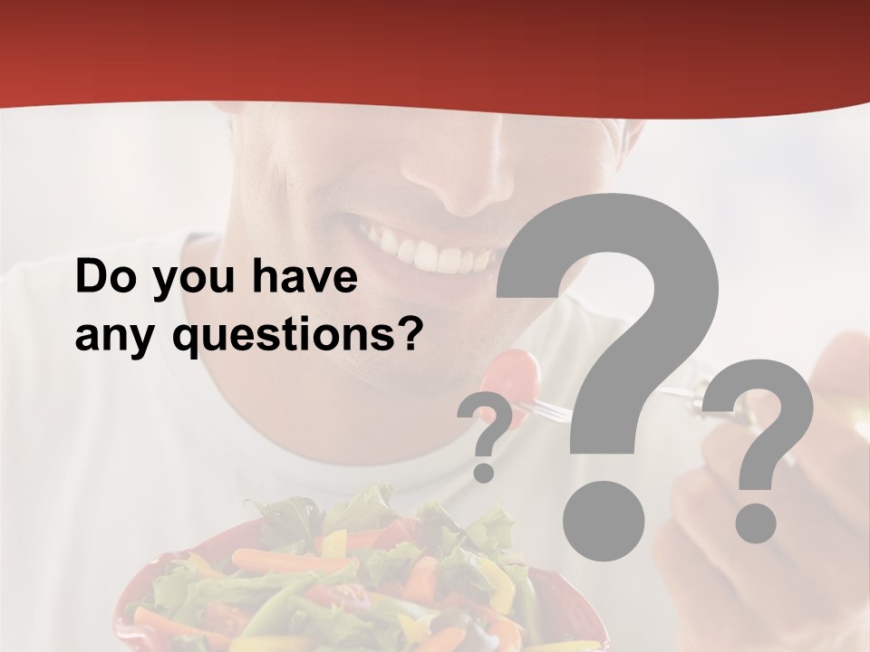 Mid Adult Man Eating Salad PowerPoint Template