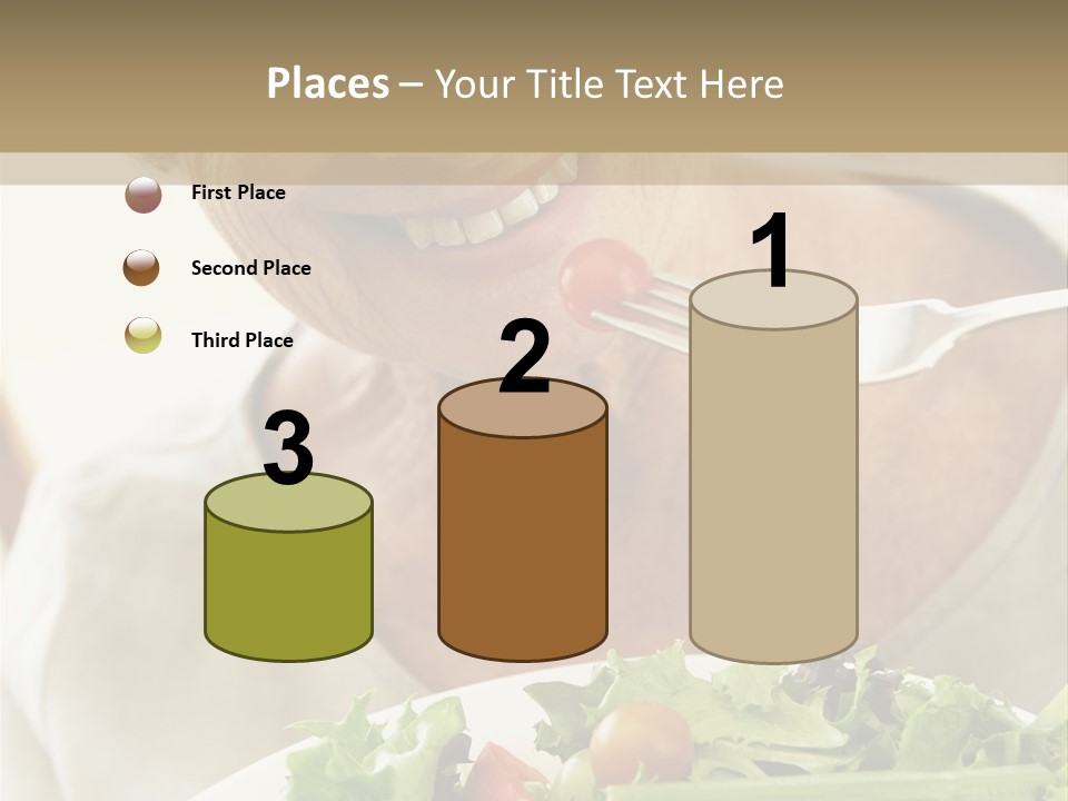 Senior Woman Eating Healthy Salad PowerPoint Template