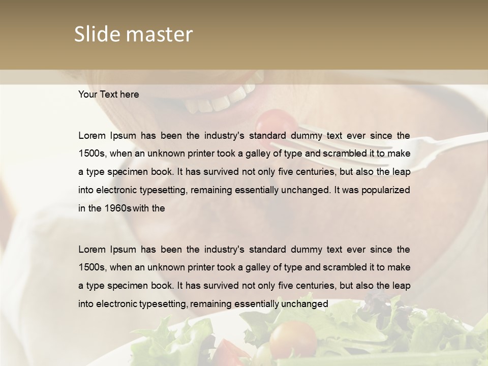 Senior Woman Eating Healthy Salad PowerPoint Template