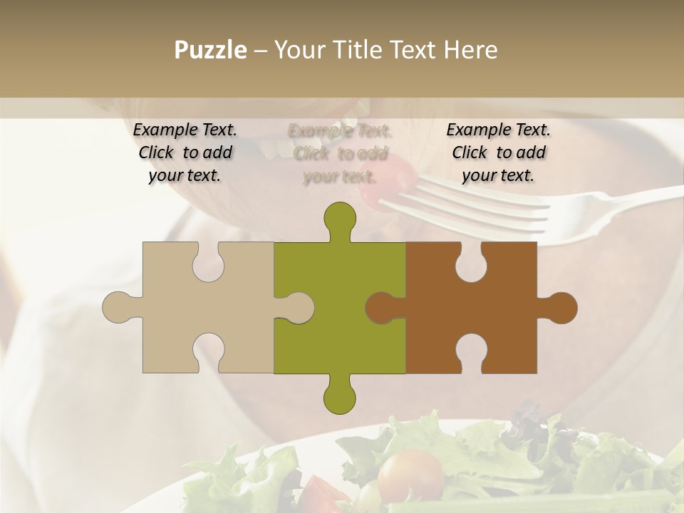 Senior Woman Eating Healthy Salad PowerPoint Template