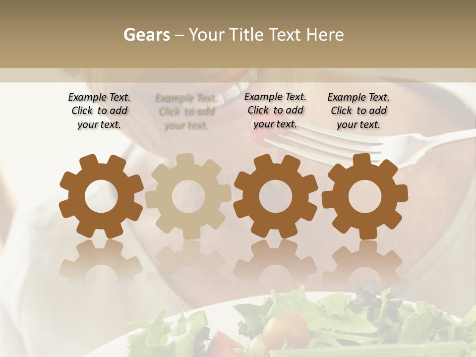 Senior Woman Eating Healthy Salad PowerPoint Template