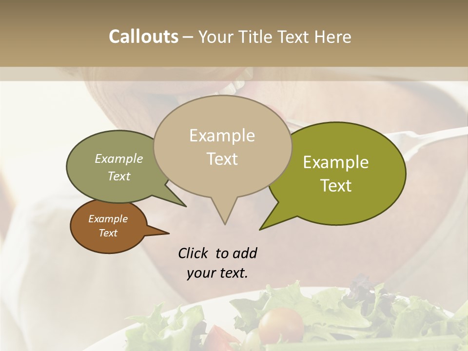 Senior Woman Eating Healthy Salad PowerPoint Template