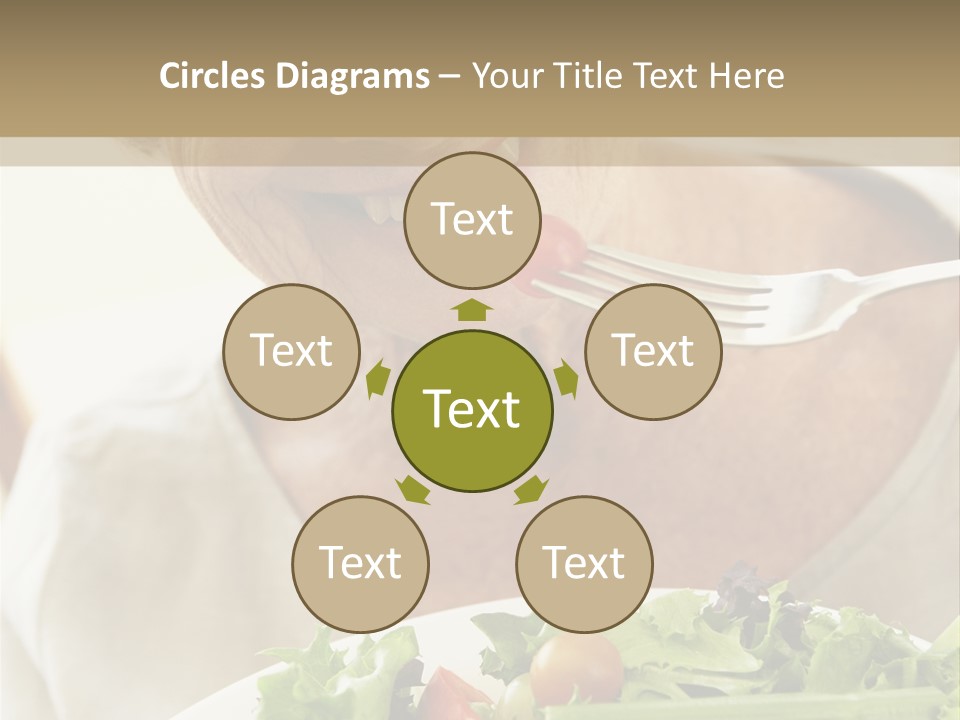 Senior Woman Eating Healthy Salad PowerPoint Template