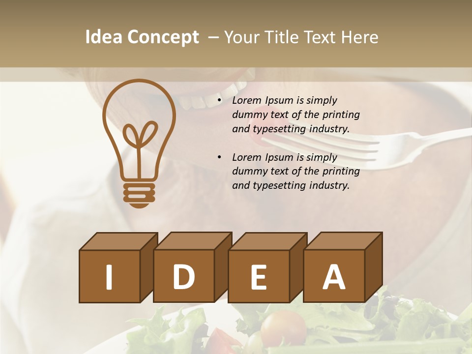 Senior Woman Eating Healthy Salad PowerPoint Template