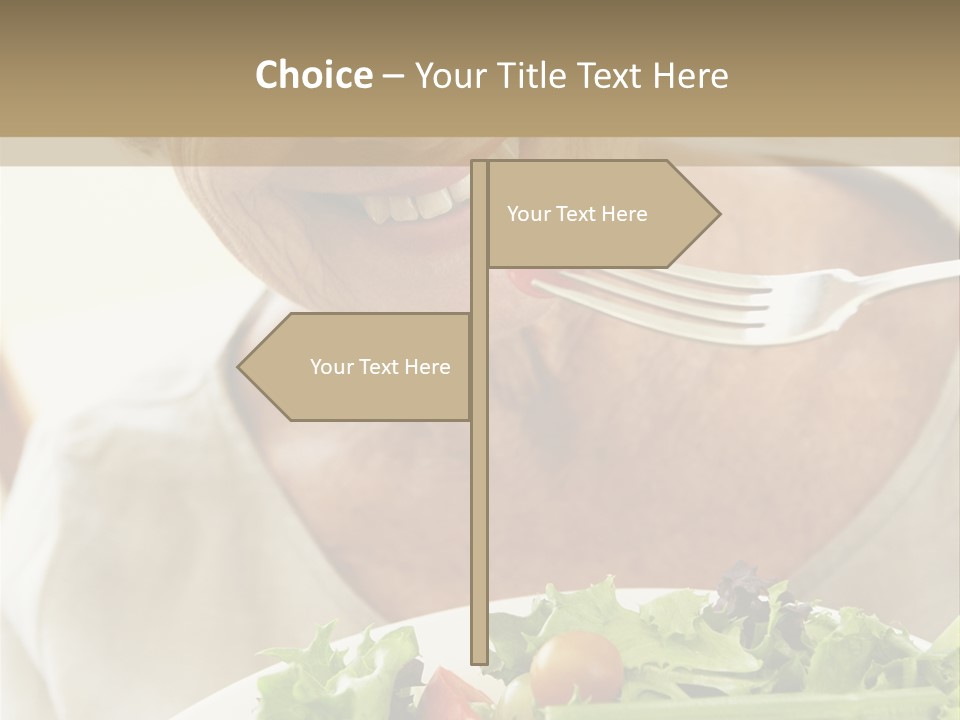 Senior Woman Eating Healthy Salad PowerPoint Template