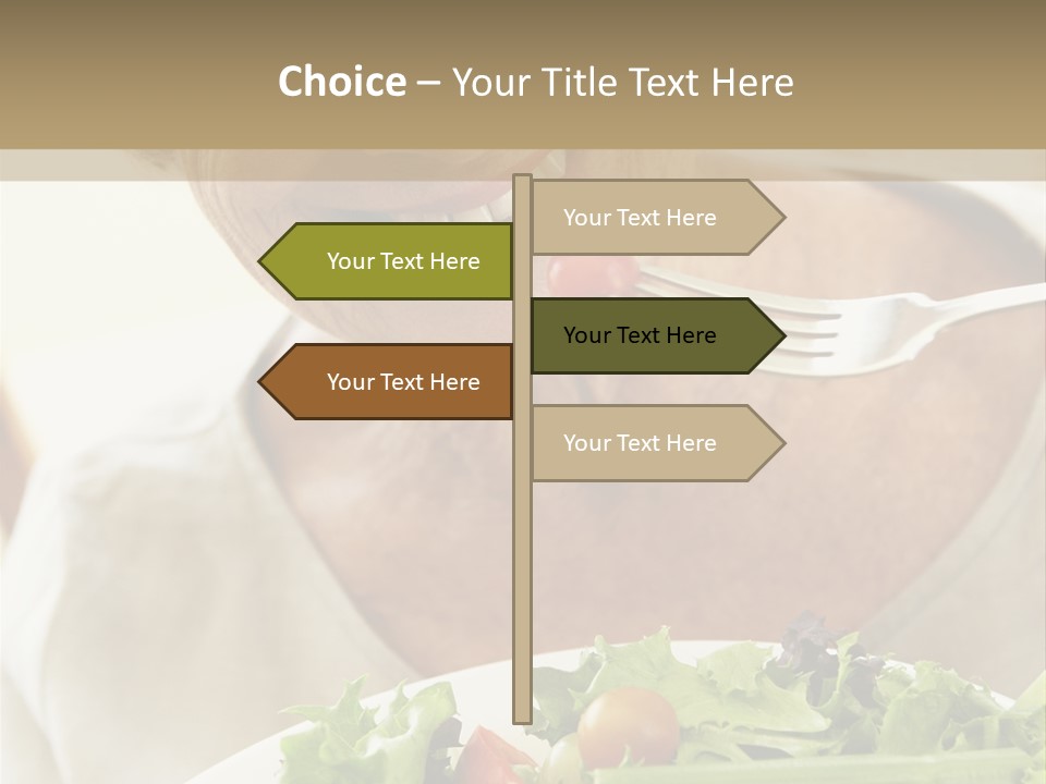 Senior Woman Eating Healthy Salad PowerPoint Template