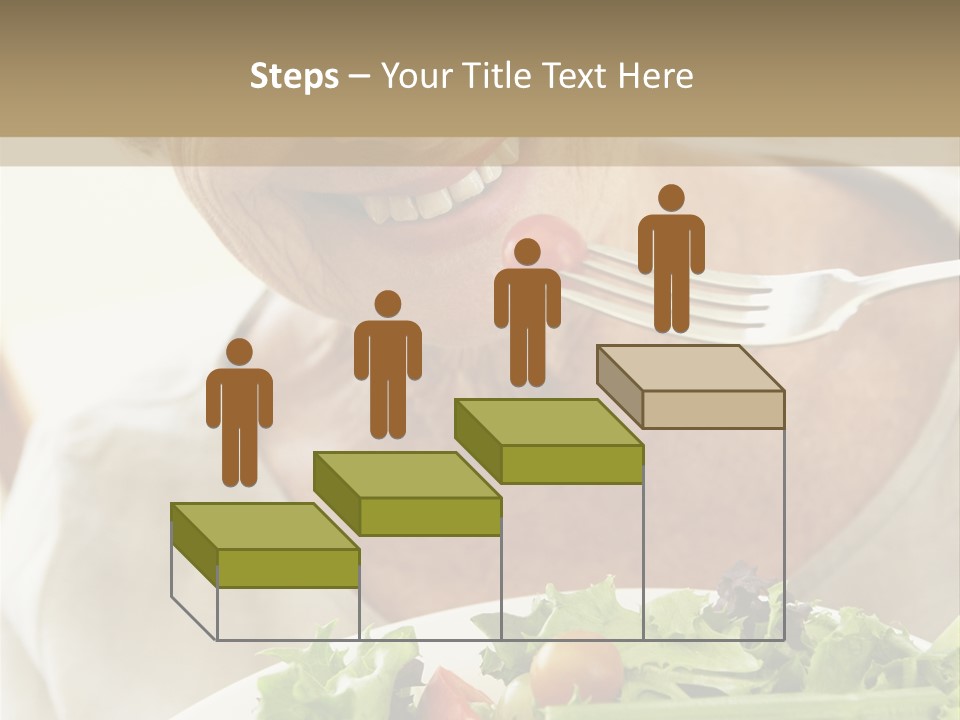Senior Woman Eating Healthy Salad PowerPoint Template
