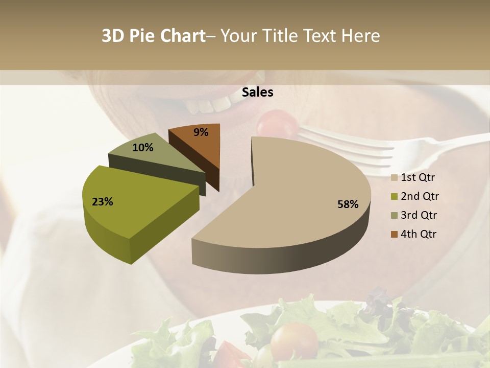 Senior Woman Eating Healthy Salad PowerPoint Template