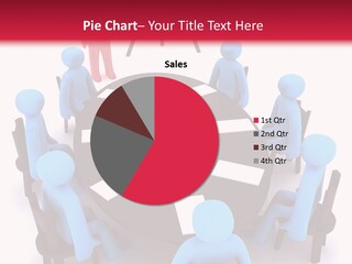 Blue And Red Characters Around The Table On Meeting. PowerPoint Template