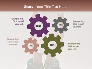 Funny Little Girl In Big Mountain Ski Boots And Short White Dress Stands On White Background PowerPoint Template