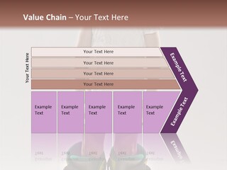 Funny Little Girl In Big Mountain Ski Boots And Short White Dress Stands On White Background PowerPoint Template