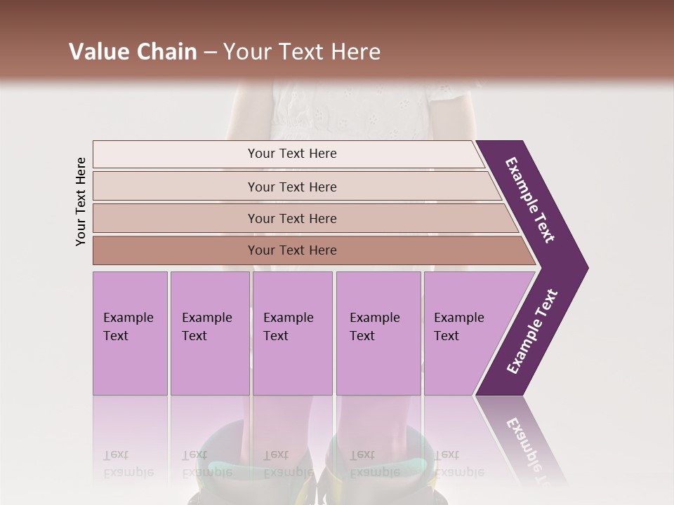 Funny Little Girl In Big Mountain Ski Boots And Short White Dress Stands On White Background PowerPoint Template