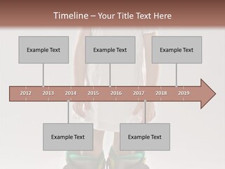 Funny Little Girl In Big Mountain Ski Boots And Short White Dress Stands On White Background PowerPoint Template