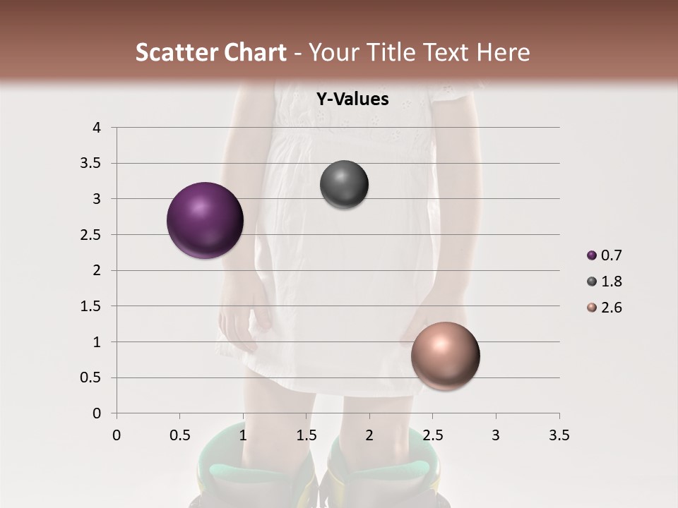 Funny Little Girl In Big Mountain Ski Boots And Short White Dress Stands On White Background PowerPoint Template