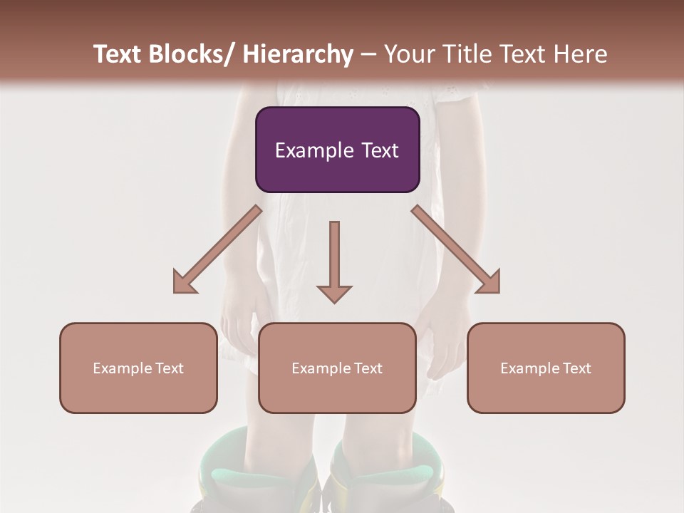 Funny Little Girl In Big Mountain Ski Boots And Short White Dress Stands On White Background PowerPoint Template