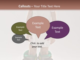 Funny Little Girl In Big Mountain Ski Boots And Short White Dress Stands On White Background PowerPoint Template