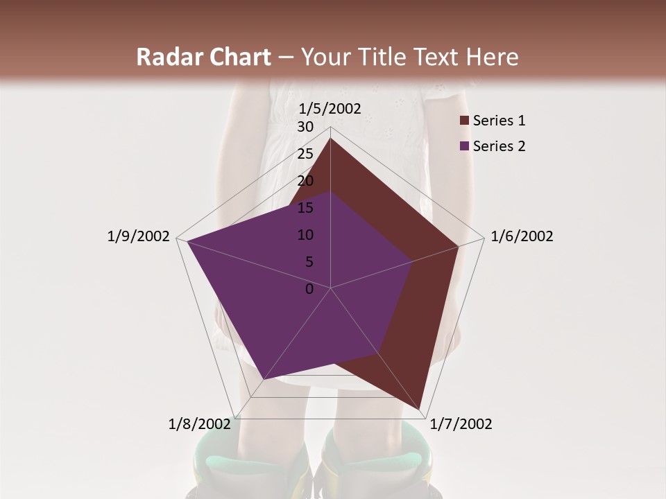 Funny Little Girl In Big Mountain Ski Boots And Short White Dress Stands On White Background PowerPoint Template