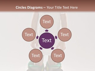 Funny Little Girl In Big Mountain Ski Boots And Short White Dress Stands On White Background PowerPoint Template