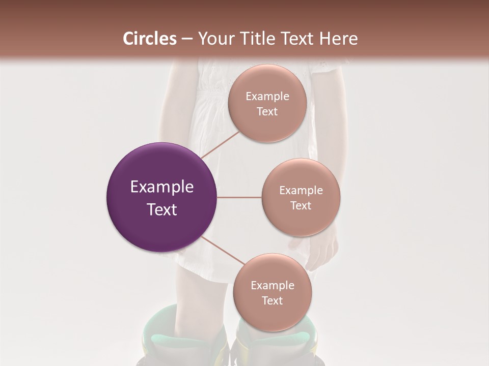 Funny Little Girl In Big Mountain Ski Boots And Short White Dress Stands On White Background PowerPoint Template