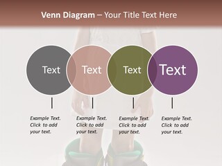 Funny Little Girl In Big Mountain Ski Boots And Short White Dress Stands On White Background PowerPoint Template